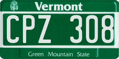 VT license plate CPZ308