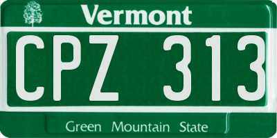 VT license plate CPZ313