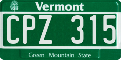 VT license plate CPZ315