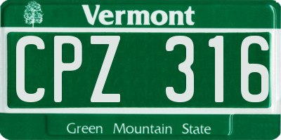 VT license plate CPZ316
