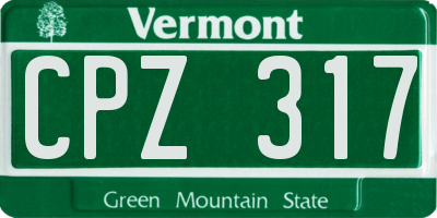 VT license plate CPZ317