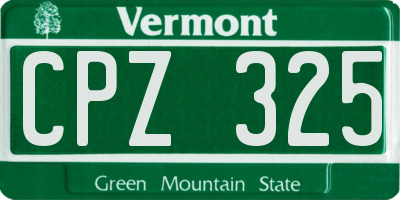 VT license plate CPZ325