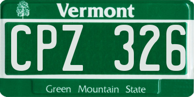 VT license plate CPZ326
