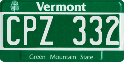 VT license plate CPZ332