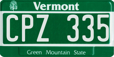 VT license plate CPZ335