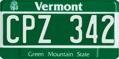 VT license plate CPZ342