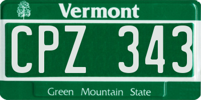 VT license plate CPZ343