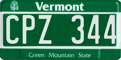 VT license plate CPZ344