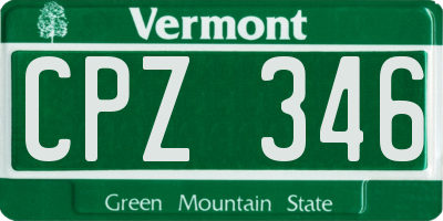 VT license plate CPZ346