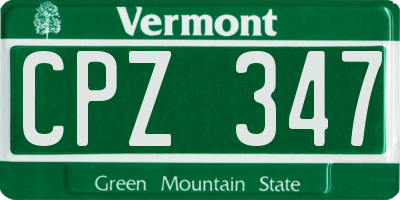 VT license plate CPZ347