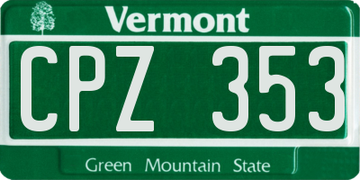 VT license plate CPZ353
