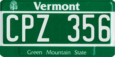 VT license plate CPZ356