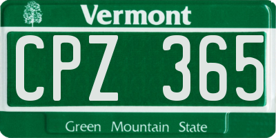 VT license plate CPZ365