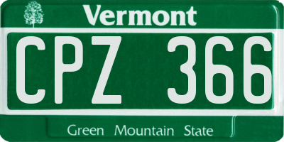VT license plate CPZ366