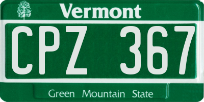 VT license plate CPZ367