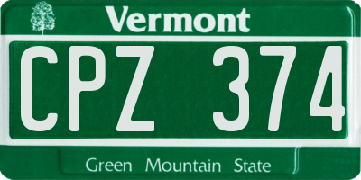 VT license plate CPZ374