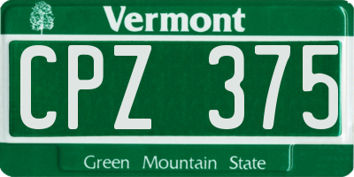 VT license plate CPZ375