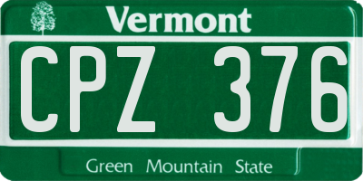 VT license plate CPZ376
