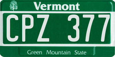 VT license plate CPZ377