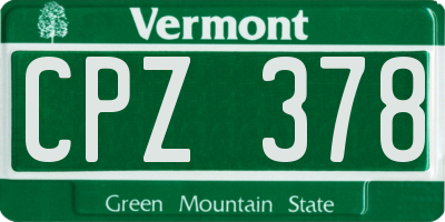 VT license plate CPZ378