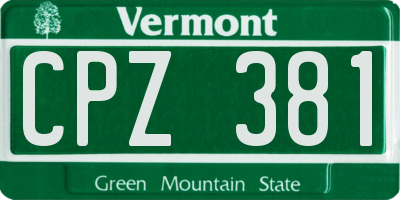 VT license plate CPZ381