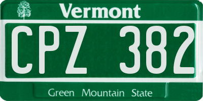 VT license plate CPZ382