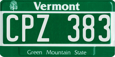 VT license plate CPZ383