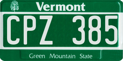 VT license plate CPZ385