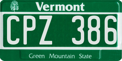 VT license plate CPZ386