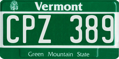VT license plate CPZ389
