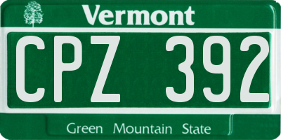 VT license plate CPZ392