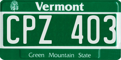 VT license plate CPZ403