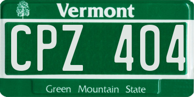 VT license plate CPZ404