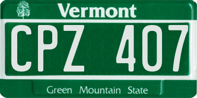 VT license plate CPZ407