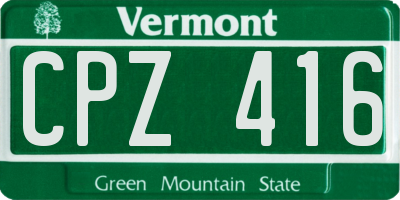 VT license plate CPZ416