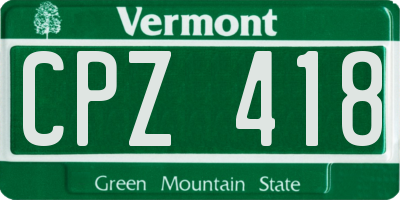 VT license plate CPZ418