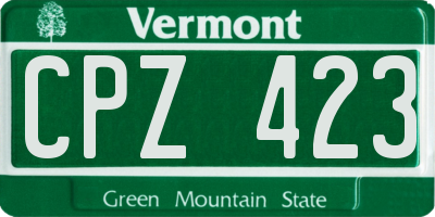 VT license plate CPZ423