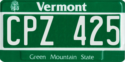 VT license plate CPZ425