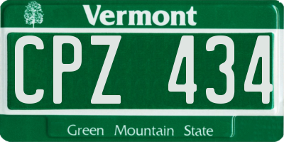 VT license plate CPZ434