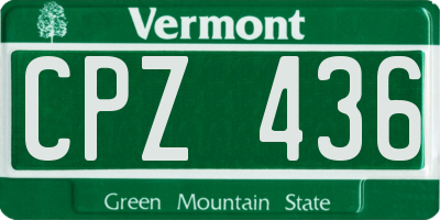VT license plate CPZ436