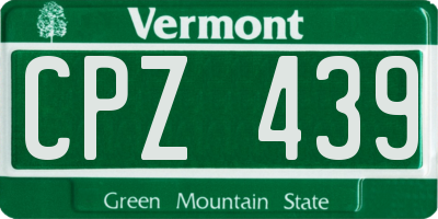 VT license plate CPZ439