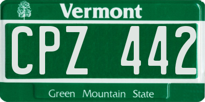 VT license plate CPZ442