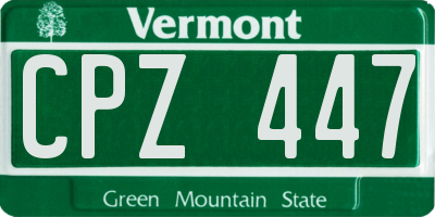 VT license plate CPZ447