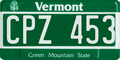 VT license plate CPZ453