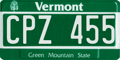 VT license plate CPZ455