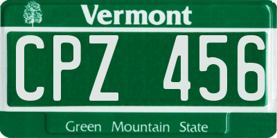 VT license plate CPZ456