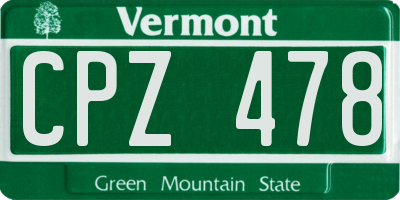 VT license plate CPZ478