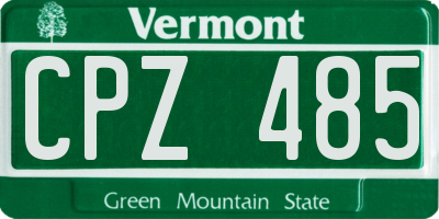VT license plate CPZ485