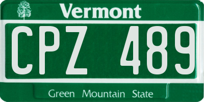 VT license plate CPZ489