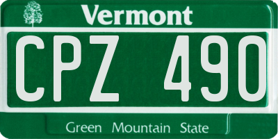 VT license plate CPZ490